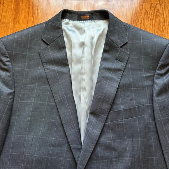 Steven Land Stanly Blazer Men’s 44L Charcoal Gray Super 150s Wool‎ Suit Jacket - Picture 3 of 15